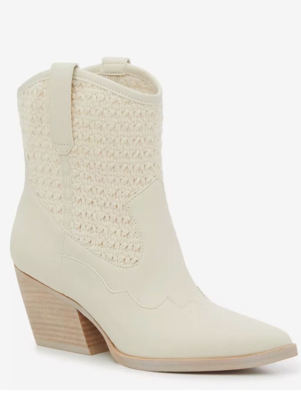 NEW DV Dolce Vita Koolson Cream White Crocheted Western Ankle Boots